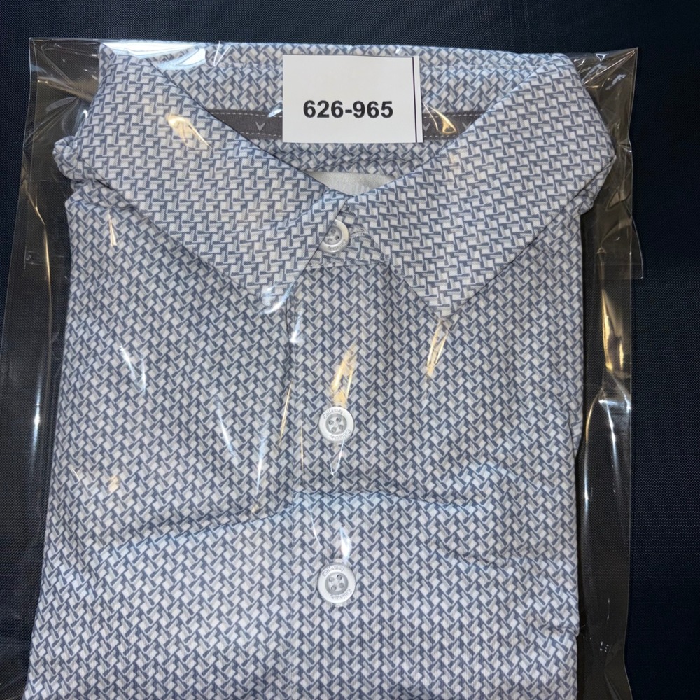 Callaway Mens Opti-Dri Golf Polo Shirt Blue White Geometric Basketweave Small - Picture 8 of 8